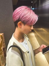 エン 栄店(enne) ホワイトピンク×刈り上げセンターパート