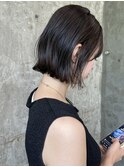 栄黒髪垢抜け丸みシルエットボブヘア
