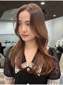 韓国風カットと明るめブラウンベージュの相性抜群です！