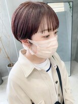 テトヘアー(teto hair) マッシュショート、ワイドバング、ピンクベージュ、耳掛け