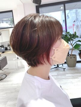 ラッキーヘア 加古川(Lucky Hair) まるみショート×イヤリングカラーピンク【浦田】