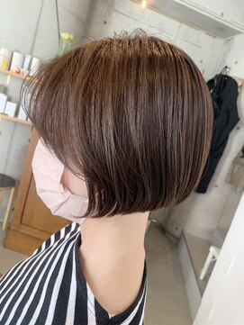 アオゾラヘアーカミノウラ(AOZORA HAIR kaminoura) 前下がりショートボブ フェイスレイヤー ショコラブラウン