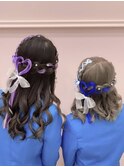 推しカラーヘアメ♪編み込みハーフアップ