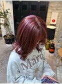 チェリーレッドピンクカラーハイライトカラーブリーチカラー暖色