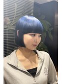 ダークブルー×ケアブリーチ×ダブルカラー