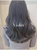 透明感ブルージュブルーグレージュ小顔ロングレイヤー美人巻き