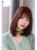 40代/50代/60代ナチュラルピンクブラウン×ナチュラルボブ