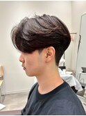 毛流れセンターパートニュアンスパーマカルマヘアメンズパーマ