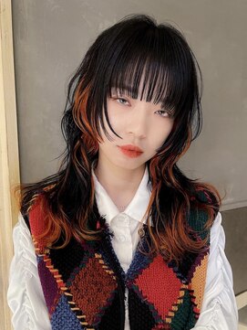 キャロルガーデンズ ボコカ 表参道(Carroll Gardens bococa) デザインカラー/オレンジ/ウルフ/レイヤー/くせ毛【azu担当】