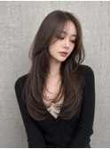 髪質改善 暖色ブラウン 大人レイヤーロング