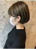 ショートボブ/オリーブカラー/髪質改善