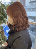 オレンジブラウン/切りっぱなしボブ
