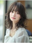 ☆オリーブグレーココアベージュ小顔クラゲヘアー/黒髪/髪質改善