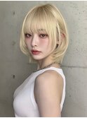 ハイトーン ボブ ストレート ブリーチカラー うる艶 美髪
