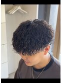 マッシュ刈り上げツーブロックツイストスパイラルパーマ
