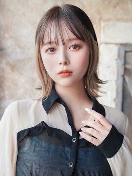 大人可愛い20代30代40代黒髪前下がりひし形小顔ボブ