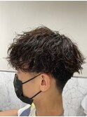 メンズヘア/刈り上げ/ニュアンスパーマ/ツーブロック/時短セット