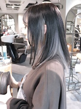 ロリム(RorriM) ダブルカラー 　シルバーグレー×ブラック　インナーカラー