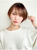 ミニショート_マロンベージュAラインボブかきあげロング_8409