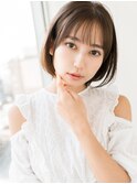 ナチュラル、耳掛け、ショートボブ