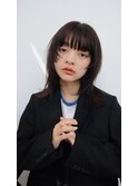モードネオウルフ/黒髪/アッシュブラック/似合わせカット