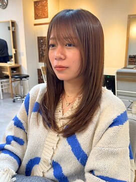 ヘアリゾート粋 ウナム 新宿東口店(enam) 小顔レイヤー/セミロング/チェスナットブラウン