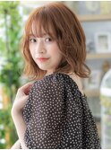 くせ毛風ボブウルフ小顔ミルクティーピンクc5戸頭20代30代40代