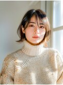 小顔ボブルフネビージュ30代40代ショート9