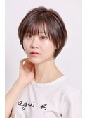 前髪あり小顔くせ毛カバーベージュカラー丸みショートボブヘア♪