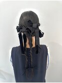 【ヘアセット】リボン編み下ろし