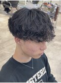 渋谷シャドウパーマメンズカット大きめカール無造作パーマ