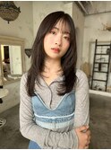 レイヤーカット オリーブカラー  赤味消しカラー