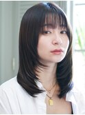 レイヤーカット/顔まわりカット/小顔カット/うるツヤストレート