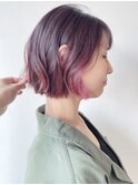 【morio 原宿】ミニボブ　インナーカラー　ハイライト　ピンク
