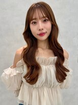 エジョン 三鷹店(Aejon) 顔まわりレイヤーカット姫カットレイヤーアプリコットオレンジ