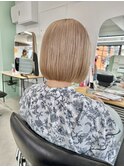 ボブケアブリーチダブルカラータッセルボブ切りっぱなしボブ