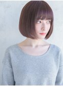 まとまる内巻きボブ　ピンクブラウン
