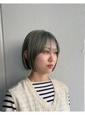 ペールオリーブ 切りっぱなしボブ