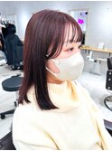 ピンクバイオレットカラー×ぱつっとセミロング【シン】