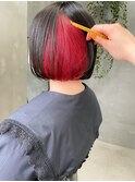 インナーカラー　ボブ　デザインカラー　内巻きボブ
