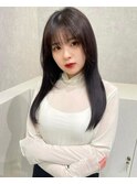 地毛風ストレート シースルーバング 美髪