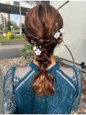 ヘアセット ローポニー 編み下ろし 編み込み