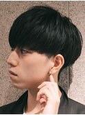 メンズツーブロック黒髪ショートマッシュ