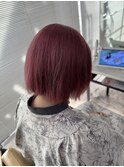 ストロベリーピンクケアブリーチワンレンボブ小顔レイヤー所沢