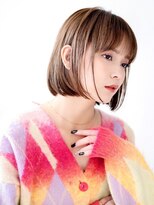 切りっぱなし/チェリーブラウン/ダブルカラー/ケアブリーチ