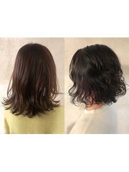 mu;d独自の薬剤でパーマそのものがダメージを補修する髪質改善＊トレンドのコテ巻風パーマで朝の時短に◎