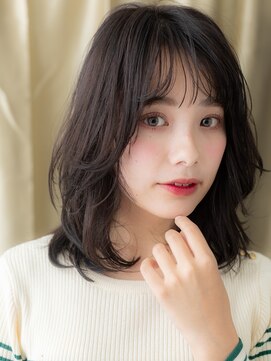 カバーヘア ブリス 戸田公園西口店(COVER HAIR bliss) ウェットヘア黒髪くせ毛風エアリーミディアムA1戸田公園30代40代