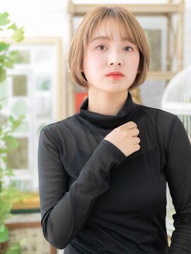 カバーヘア ブリス 北浦和(COVER HAIR bliss) 丸みショート/小顔カット/ハイトーンベージュ/ダブルカラーg