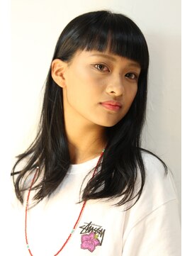 クリコ ヘアーデザイン(CLICQUOT hair design) 眉上バングがポイントの黒髪ロングスタイル