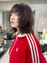 ヴェイン 渋谷(vain) ウルフレイヤーカット　前髪ぱっつん　ナチュラルダークブラウン